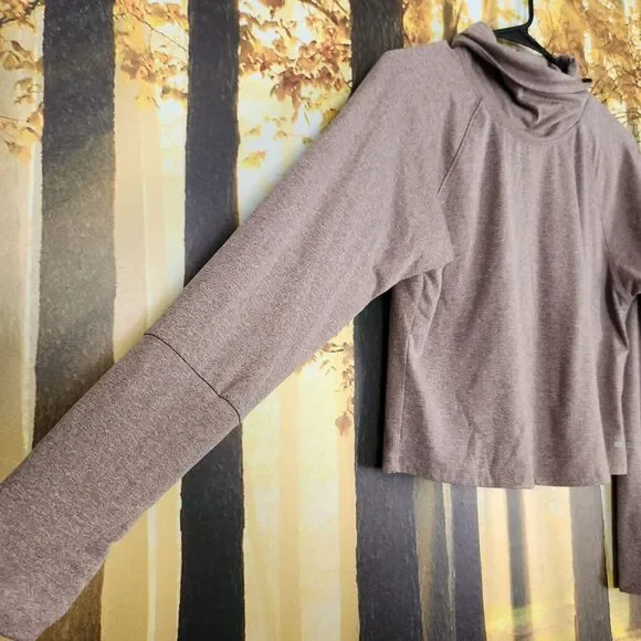 Marika Shirt Women's M Mauve Cowl Neck Athletic Cropped Long Sleeve Comfort Warm - Picture 2 of 11
